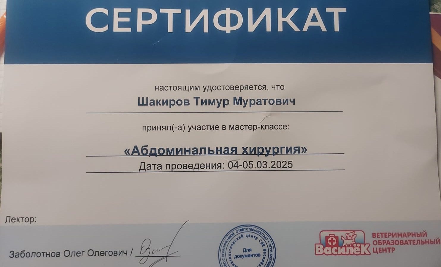 Документ или сертификат